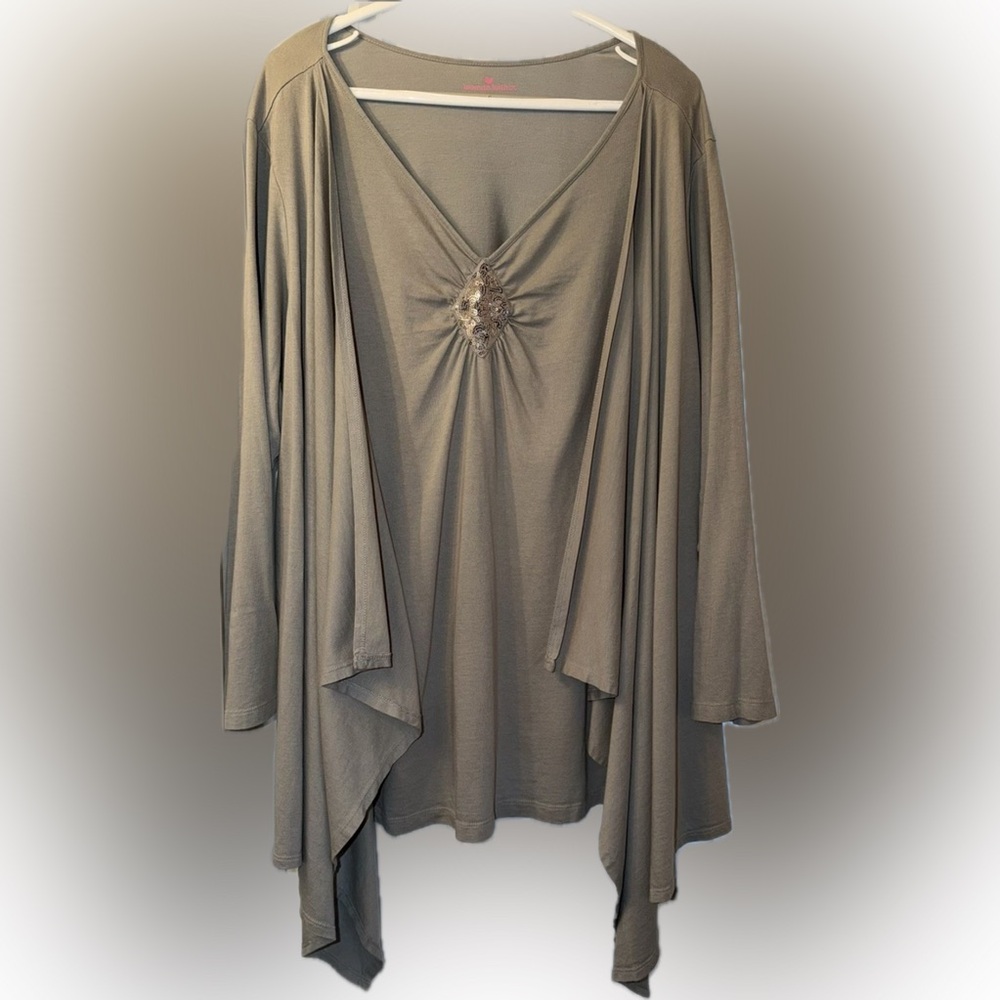 WOMAN WITHIN Draped Tunic w/Sequin Embellishment, Plus Size 1X (22/24)